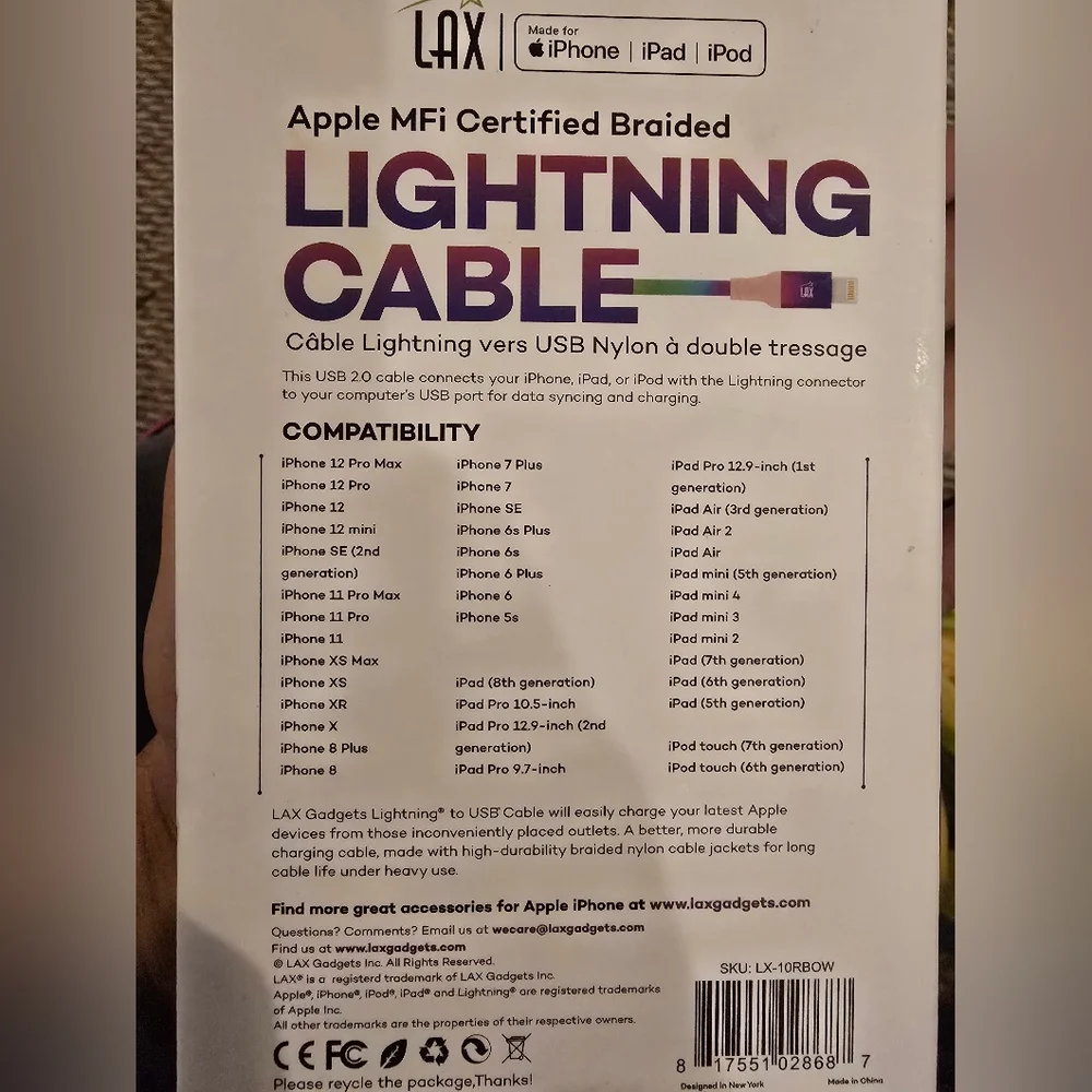 Multicolor Lightning to USB Cable for iPhone, iPad, iPod